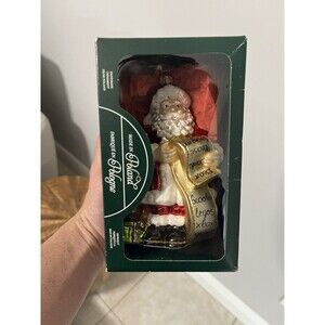 Glass Santa Claus with Wish List Handmade Ornament Made in Poland Legos Xbox NIB